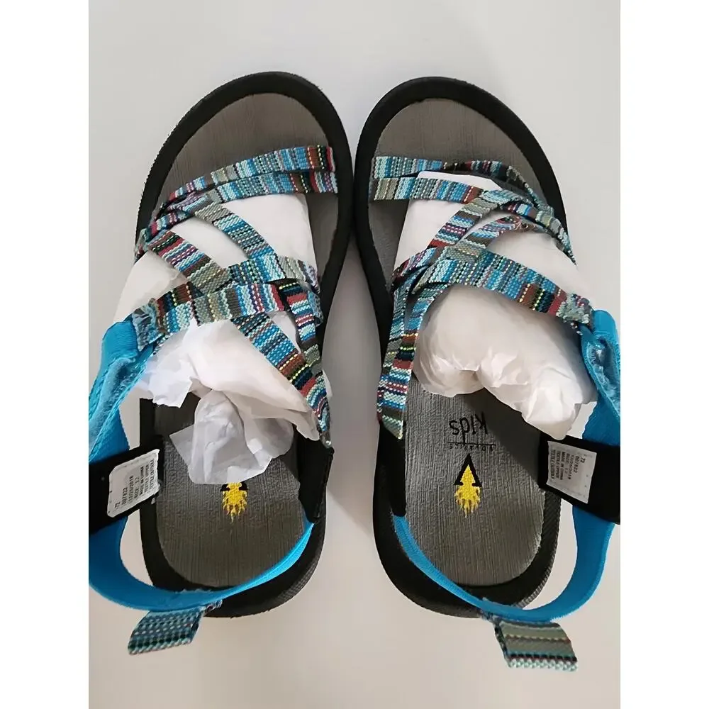 Volatile Kids Size 12 Turquoise Doodlebug Strappy Adjustable Sandals Outdoor